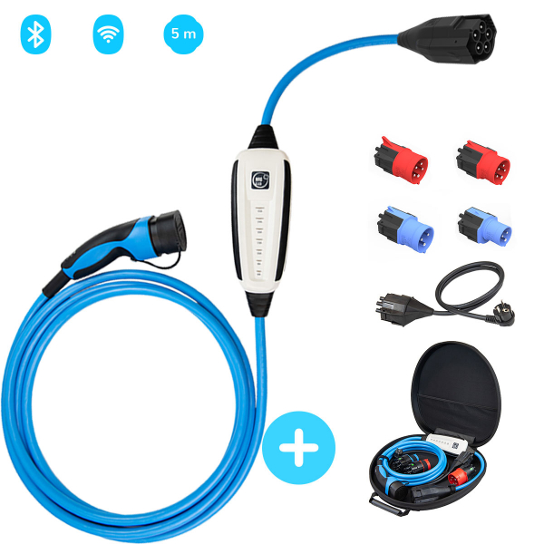 NRGKICK - Borne de recharge mobile connectée - 5m - Type 2 - 2,3 à 22kW - Avec Pack Adaptateurs - Bluetooth - WiFi - Bornes mobiles - Carplug