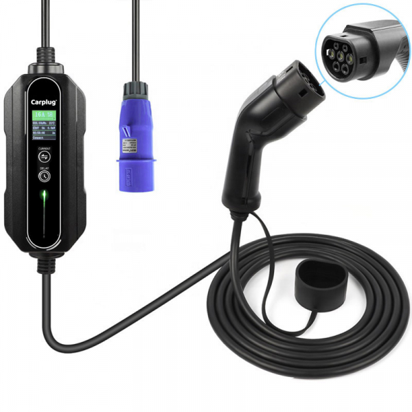Carplug chargeur mobile Helectron C216 - 5m - 6 à 16A – Type 2 – Prise CEE 16A - Borne de recharge mobile - prise industrielle - Carplug
