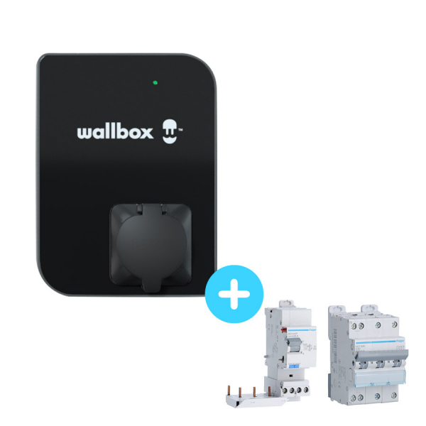 Pack Borne de recharge WALLBOX Copper SB - 1,4 à 22kW - Bluetooth - Wifi - RFID + Protections électriques 22kW - PACKS bornes - Carplug