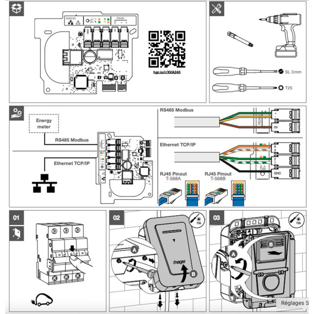 Hager - Carte de communication Ethernet, wifi, modbus pour borne de recharge Witty ONE - XVA245